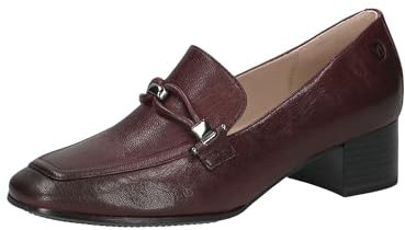 CAPRICE Damen Loafer mit Absatz aus Leder Elegant, Rot (Bordeaux Nappa), 40 EU