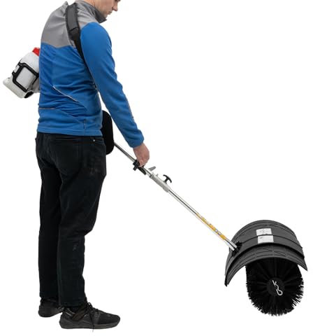 VonVVer Petrol Sweeper Broom 52cc 2 Stroke - Handheld Sweeper with Nylon Brush Gas Broom Yard Sweeper Petrol Powered Yard Sweeper for Artificial Grass Construction Sites, Caretakers, Street Cleaning