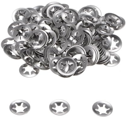 QUARKZMAN 120 Stück Innenzahn-Sternscheiben M5 Druckfeder-Sicherungsclips Schnellverschluss-Scheiben, 304 Edelstahl Sternscheiben