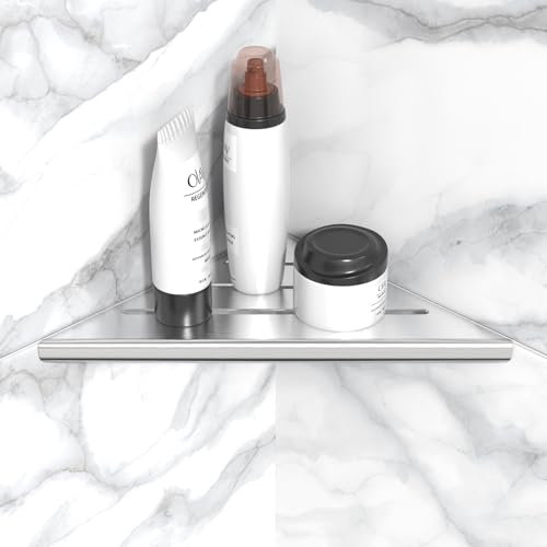 ZGTMSZ Mensola Angolare Per Doccia, In Acciaio Inox Spazzolato Mensola Doccia, Portapiastrelle Da Incasso A Parete, Da Parete Mensola Doccia (Argento, 1 Articolo