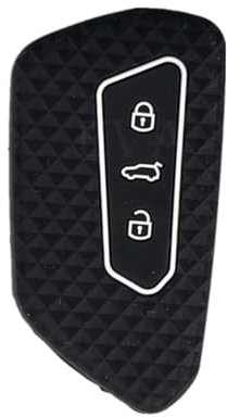 OTMIK Silikon Autoschlüssel Hülle passend für VW Golf 8 ID-4 für Skoda Octavia A8 MK8 MK4 für Seat Leon Fr Mk4 Cupra Formentor Karoq Zubehör (Schwarz Weiße Linie)