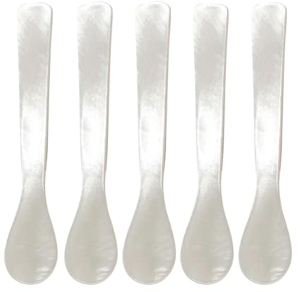LICHENGTAI 5 cucharas para caviar hechas a mano de nácar cuchara de mermelada con mango cuchara de café 7 cm cuchara para helado para cocina, oficina, restaurante