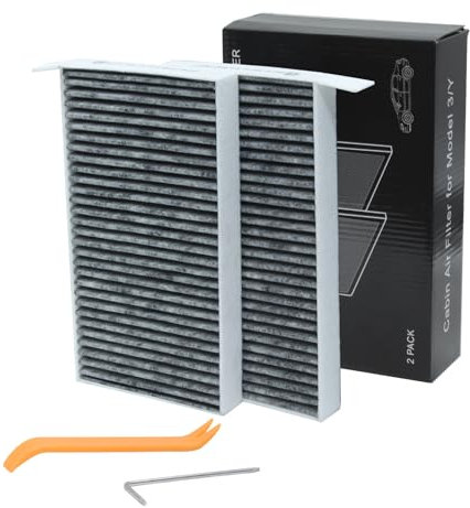 Filtro Abitacolo Carboni Attivi Compatibile con Tesla Model Y & Model 3 – Filtro Aria Abitacolo Antipolline, Set da 2 Pezzi per Auto