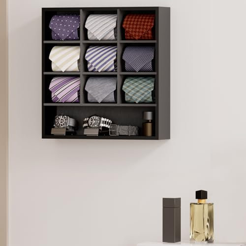 B4Life Krawattenhalter zur Wandmontage, Krawatten-Organizer, Krawatten-Präsentationsständer für die Wand, Bambus-Krawattenaufbewahrung, Krawatten-Organizer für Herren, Krawattenhalter, Wandhalterung