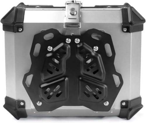 Topcase Motorrad 28L 36L 45L 55L 65L 80L 100L Motorradkoffer Aluminium Heckkoffer für Quad oder Motorrad mit Montageplatte wasserdicht,Silber,45L