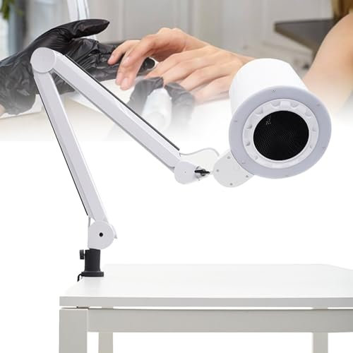 Professional Nail Dust Collector, 10-Gear Powerful Nail Vacuum Drill Duster Collector Extractor for Nail Salon & Home Use, Low Noise, with Built-in Dimmable LED