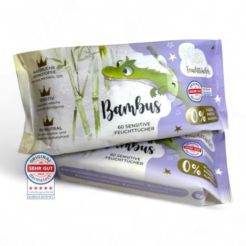 Millis Bambus Feuchttücher Baby Sensitive für empfindliche Babyhaut – 5x60 Stück – Natürliche, sanfte & nachhaltige Reinigung – Feuchttuch Baby biologisch abbaubar, ohne Plastik & Alkohol