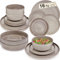 SÄNGER Kairo Clay | Tafelservice 16 teilig, Steingut Geschirr Set 4 Personen, 4x Speiseteller 4x Dessertteller 4x Schalen 4x Pastaschalen Geschirrset & Schale Grau, Teller Set | VALUE COLLECTION