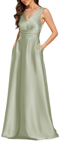 Ever-Pretty Women Maxi Bridesmaid Dress A-Line Satin Sleeveless for Evening Gown 02326