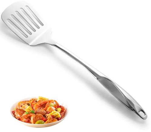 Pfannenwender aus rostfreiem Edelstahl, Pfannenwender aus Metall mit Schlitz, Fischspatel, Spülmaschinenfestes Küchen Zubehör– Kochen, Backen, Wenden, Grillen, Braten