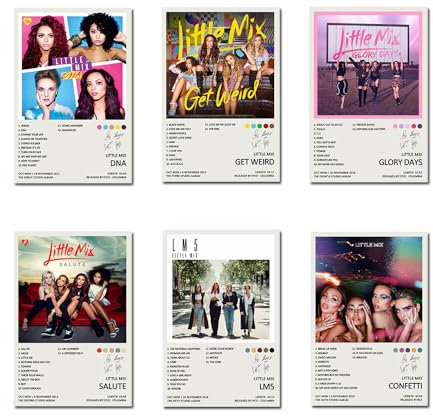 CGLHTATD Little Mix Poster mit Albumcover, limitierte Auflage, ungerahmt, 20 x 30 cm, Leinwandposter, Wandkunst, Dekordruck, Bild, Gemälde für Wohnzimmer, Schlafzimmer, Dekoration, 6 Stück