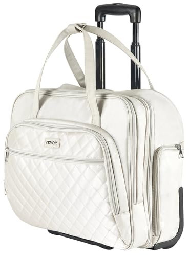 VEVOR Sac à roulettes pour Ordinateur Portable 15,6 Pouces, Mallette à roulettes pour PC, avec 2 Roues Fixes, Poignée Télescopique 4 Hauteurs, pour Travail, Voyages d'affaires, Bureau, Femmes, Hommes