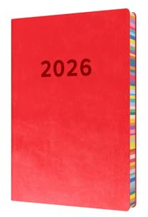 Collins - Edge Rainbow - Kalender 2026, 12 Monate, Jahresplaner, Tages-zu-Seite mit 1/2-Stunden-Terminplaner, A5 Softcover, Rot (ED151.U15-26)