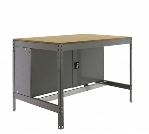 PRORGEAL Werkbank Buffalo mit Schrank | HxBxT 84x90x61cm | Traglast 400kg | Grau | Werktisch Arbeitstisch Werktisch