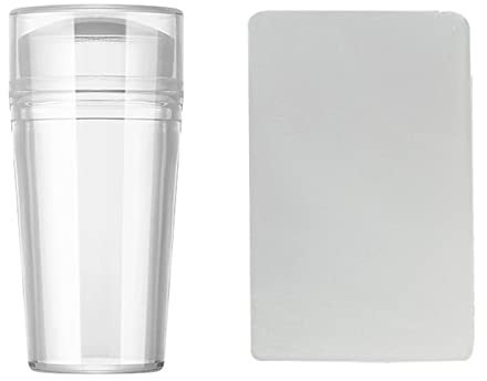 French Tip Nail Stamp - 2PCS Nail Art Stamper Kit Clear Silicone Nail Stamping Jelly Stamper for Nails with Scrapers Nail Stamper Kit for French Manicure Home DIY Nail Salon Clear