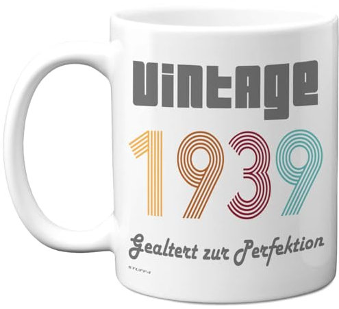 Taza de cerámica de 325 ml, apta para lavavajillas, diseño vintage de 1939