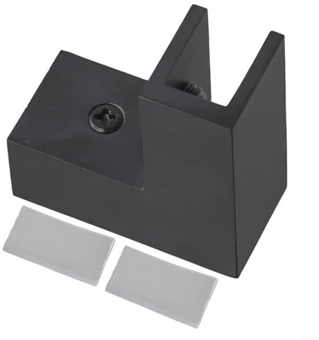 Hasaller Morsetti per pannelli in vetro, quadrati a 90 gradi, per porte della doccia, in ottone, resistenti e fissi, per bagno G-Lass temperato da 8-12 mm (nero)