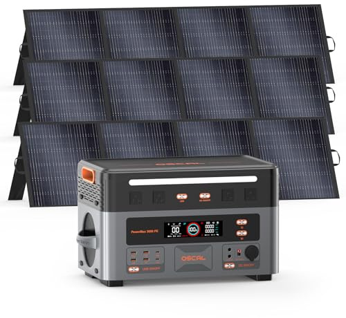 IEE 3200W Station Electrique Portable P3200 avec 3 Panneau 200W, 2048Wh Generateur Solaire, Batteries LiFePO4, Charge Rapide en 1h, APP, 16 Sorties, Portable Power Station pour Camping, Emergency