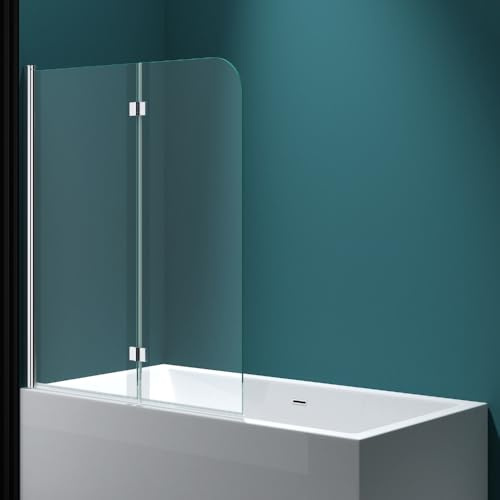 Durovin Bathrooms Over Bath Shower Screen 180° Hinged 2 Fold Folding Shower Bath Screen Reversible Glass Panel