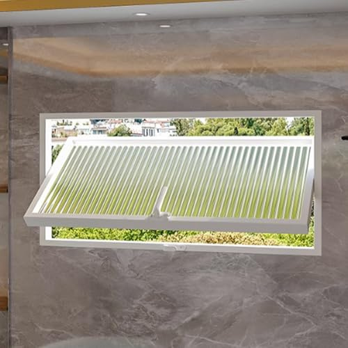 AYHARYLH Rechteckiges Schiebefenster, Aluminium Fenster Window Kellerfenster, Um 360° Drehbares Bullaugenfenster-Schiebefenster Für Badezimmer, Schlafzimmer(White+Clear,50x40cm)