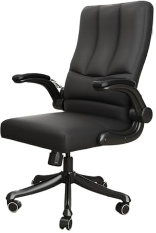 Dh2yjnbf3 Einstellbar Chefsessel, Verstellbarer Ledersessel, hohe Rückenlehne, drehbarer Bürostuhl mit gepolsterter Armlehne, Schreibtischstuhl for das Home-Office(Schwarz)