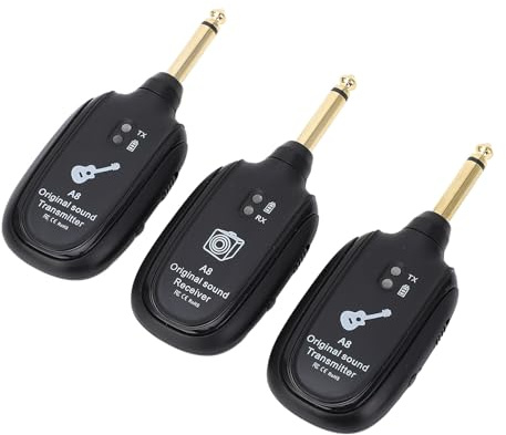 Fafeicy Drahtloses Gitarrensystem, ABS-Material, Sender und Empfänger mit Geringer Latenz für E-Gitarre, Bass, Violine mit Einer Reichweite von Bis zu 30 M
