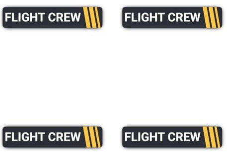 Laminierte Aufkleber: 75 mm, 4 Stück - FLIGHT CREW Airline Pilot Sticker wetterfest Koffer Büro