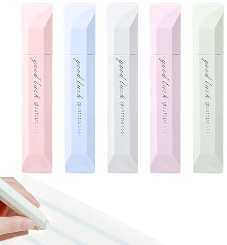5 Pcs Double Sided Tape Pens, COGVOHY Double Sided Tape Roller Pens Glue Tapes Roller for School Home Office Crafting Gift Wrapping Photo Album Cards Journaling Scrapbooking Supplies, 5 Colours