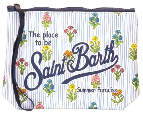 Saint Barth MC2 Borsa Pochette Aline Righe Rosa Stampa floreale Dimensioni: 20 x 14,5 x 7 cm
