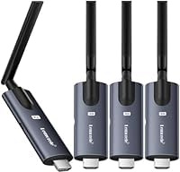 Lemorele Trasmettitore HDMI wireless e 3 ricevitori, trasmissione radio HDMI, supporta 1 trasmettitore a 4 ricevitori per lo streaming di video da laptop, fotocamera a HDTV, monitor, proiettore