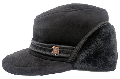 k.A. Herrenmütze Wintermütze Herrenkappe gefüttert Schirmmütze (58, Schwarz)