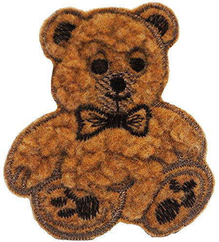 alles-meine.de GmbH 1 Stück Bügelbild - 3-D Effekt - Teddybär mit Flausch Plüsch - dunkel braun - 7,8 cm * 8,4 cm - Aufnäher & Applikation - gewebter Flicken - Bügelflicken..