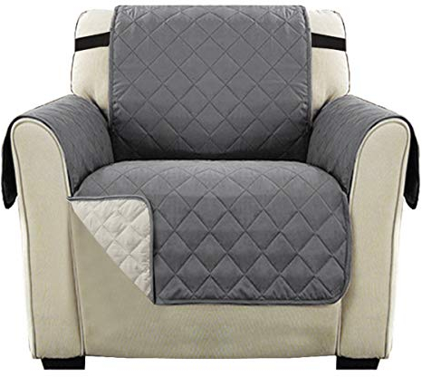 H.VERSAILTEX Luxus Gesteppter Sofa Schutz Abdeckung Wasserresistenter Möbelschutz Überwurf, Strapazierfähig & Schmutzresistent – 190cm x 53cm Grau