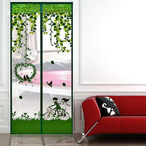 Tenda per porta a muto, magnetica, con buona protezione contro gli insetti, 100 x 210 cm, colore: verde