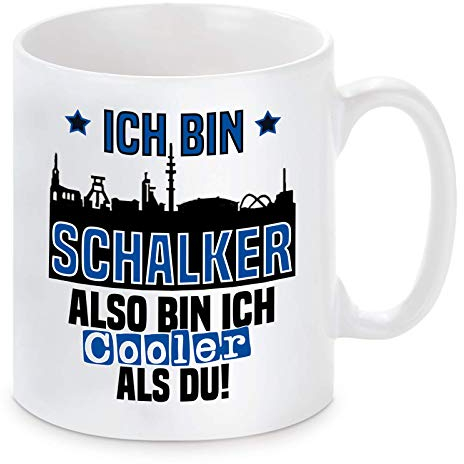 Herzbotschaft Tasse mit Motiv Modell: Ich Bin Schalker, Also Bin ich Cooler als du