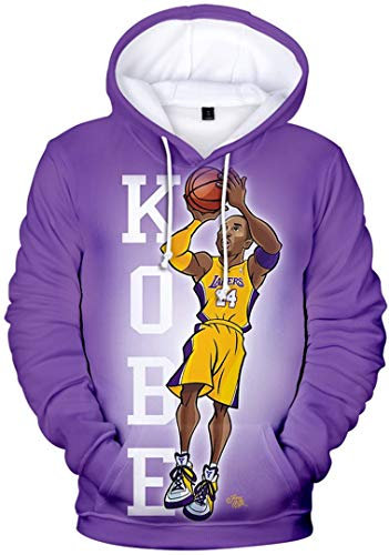 Silver Basic R.I.P. Spirito di Black Mamba Felpa con Cappuccio Originale Maglia Allenamento Basketball Jersey,Viola Kobe Anime-4,L