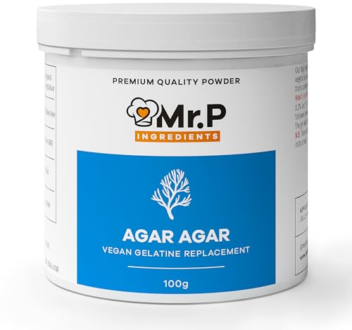 Mr.P Ingredients Agar Agar 100g Powder Vegan Gelatine Replacement Ideal for Jelly Mousse Molecular Gastronomy Gelling Agent Vegan Vegetarian Halal Kosher Non-GMO (Recyclable Pot)