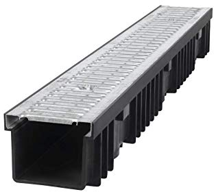 1m Entwässerungsrinne Bodenrinne Terassenrinne Ablauf Höhe 55 / 105mm A15 B125 C250 (Stahl verzinkt/ A15 1,5T, 105mm / 10,5 cm)