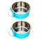 KuTi Kai 2 IN 1 Stainless Steel Pet Hanging Bowl Removable Dog Bowl for Crates Puppy Food Feeder Water Dish with Bolt Holder Dog (Blue-Small-2Packs)
