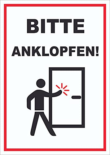 HB-Druck Schild Bitte anklopfen hochkant A4 (210x297mm)