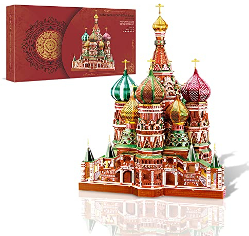 Piececool 3D Puzzle Metall Architecture Saint Basil's Cathedral, 3D Metal Puzzle für 340 Edelstahl, Ganzes Metall, 1:1 Wiederherstellen, Geburtstagsgeschenk, Modellbausatz Erwachsene, 711 Teile
