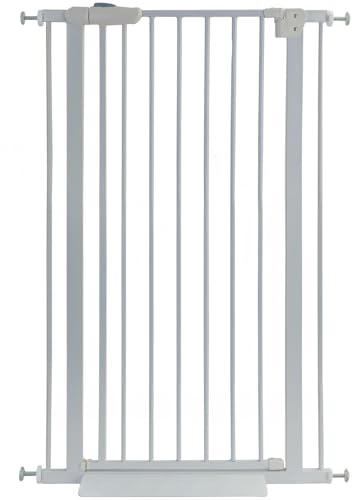 Absperrgitter Treppenschutzgitter Metall weiß + Rampe 72-86cm 120cm hoch
