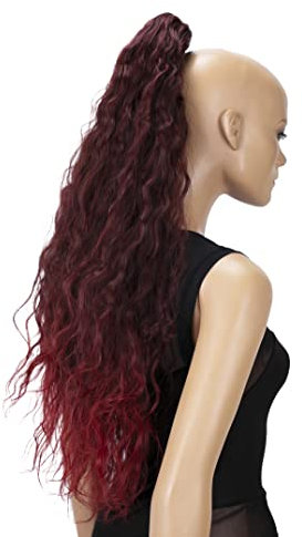 CAISHA 70cm Extralang Voluminös Gewellt Clip On Haarteil Zopf Pferdeschwanz Hitzebeständig Synthetik Rotmix H715