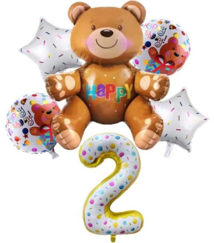 DIWULI Bären Luftballon Set 2 Jahre - Teddy-Bär Deko XL