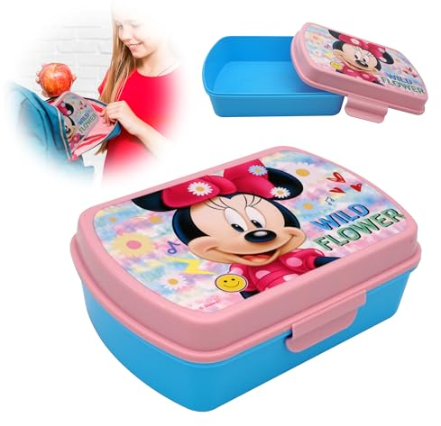 SRV Hub Minnie Mouse Lunch Box Reusable Girls Lunchbox Leakproof BPA Free Food Storage Box Snack Boxes Toddlers Lunches Container Airtight Fridge/Freezer Kids 3+ Years – 16cm