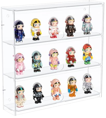 Choowin 3-lagige, transparente Acryl-Vitrine, Wandmontage, Funko-Pop-Regal mit Tür, Arbeitsplatten-Vitrine für Sammlerstücke, Spielzeug, staubdichte Schutzvitrine (40.4 cm Lx8.9 cm Bx39.3 cm H)