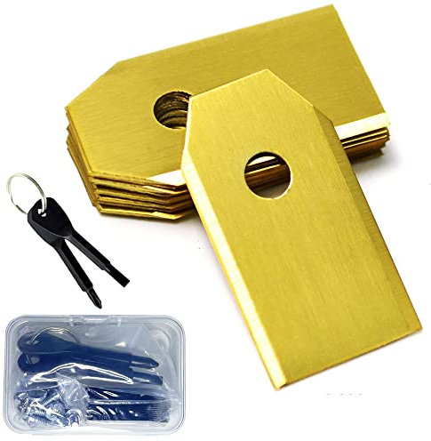 Amzsea Compatible avec toutes les tondeuses automatiques Husqvarna / Gardena Lames de rechange et 1 paire de tournevis à clé noire (35 x 18 x 0,75 mm) (18 pièces, doré).