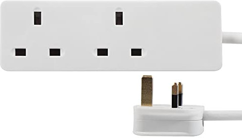 PRO ELEC PELB1403 2-Gang Extension Lead, 0.5m, White