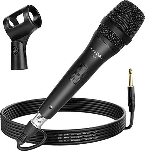 OneOdio ON55 Mikrofon mit Klinkenstecker, Cliphalter & 5m XLR-Kabel, 100% Metallgehäuse, Hervorragende Klangqualität Mikro für Karaoke, Studio, Streaming, Mixer, Podcasts, DJ