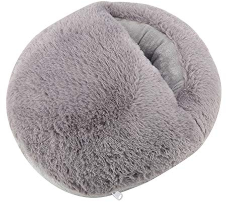 TOPINCN Heated Feet Warmer USB Rechargeable Cushion Plush Foot Heater Electric Heating Pad Winter Office Heating Shoes Insole Heater Sleep Heat Therapy Heated Massage Foot Warmer Slippers(Gray)